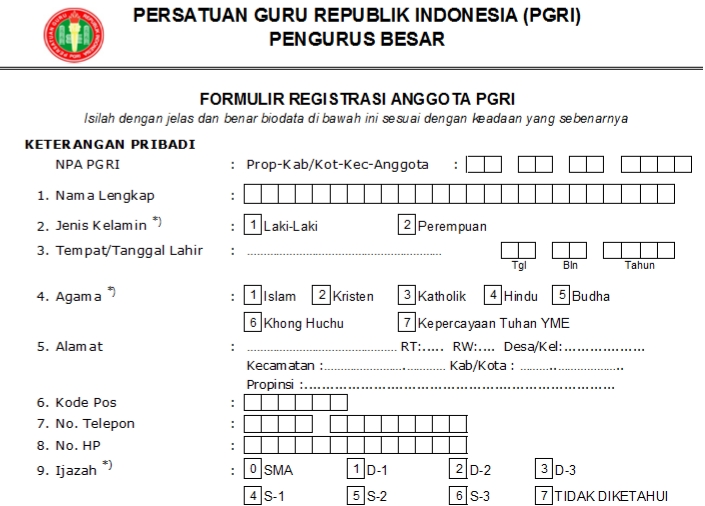 Pendaftaran PGRI Seluma - Persatuan Guru Republik Indonesia Cabang Seluma